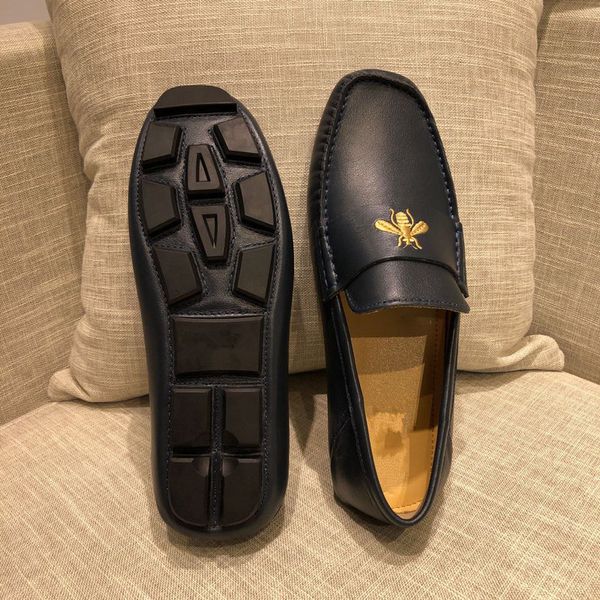 

designer men leisure dress shoes doug shoes 2019 summer designer tiger metal buckle slip-on man lazy flats loafers size 38-46, Black