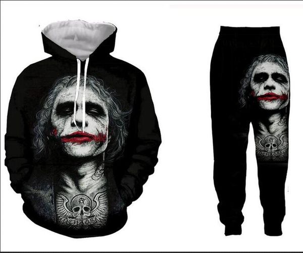 Venta al por mayor - Nueva moda Hombres / Mujeres Insane Clown Posse Sudadera Joggers Divertido Impresión 3D Sudaderas con capucha unisex + Pantalones ZZ048