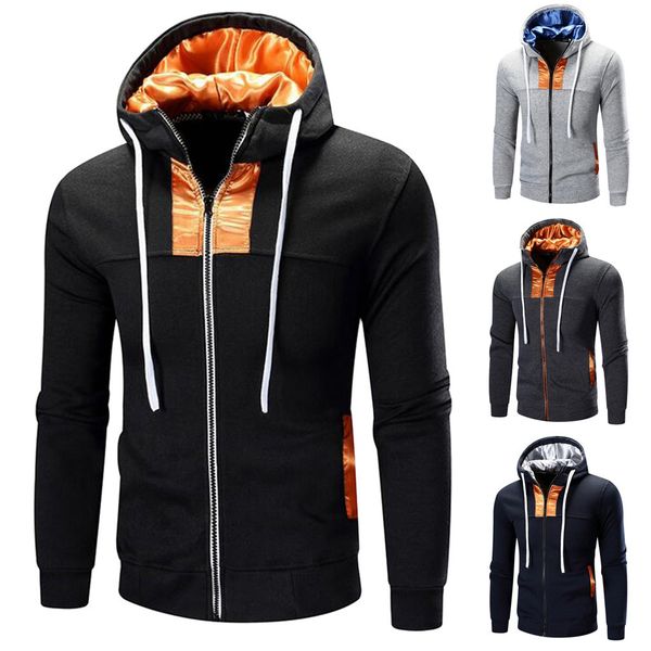 

men new social harajuku hoodies sweatshirt autumn long sleeve patchwork hoodie hooded sweatshirt pullovers tee outwear blouse, Black