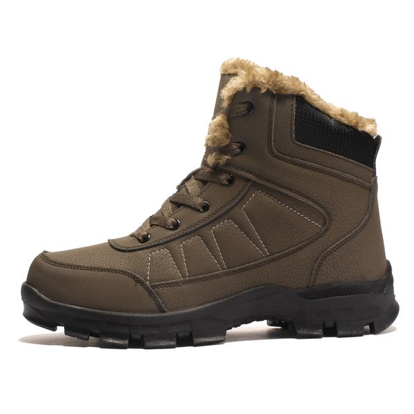 

men snow boots winter warm hiking shoes wiht fur plus size 39-47 men outdoor sport sneakers black brown man snow shoes 2019