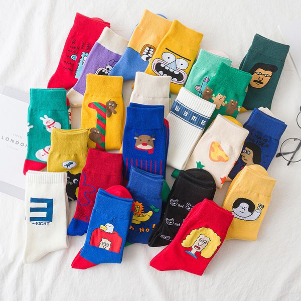 

fashion cartoon patterned women funny socks original casual harajuku socks for ladies comfortable couples art hipster sox, Black;white