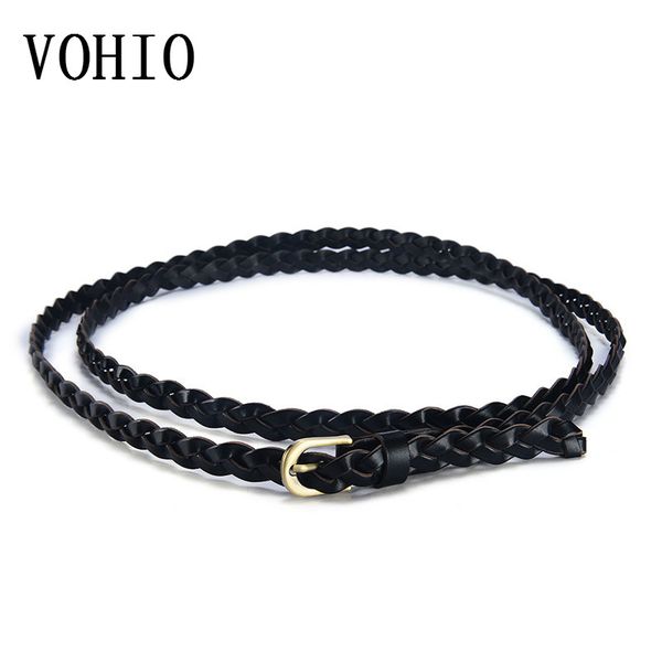 

vohio fashion classic wild women rope belt womens belt new style candy colors rope braid female for dress lady, Black;brown