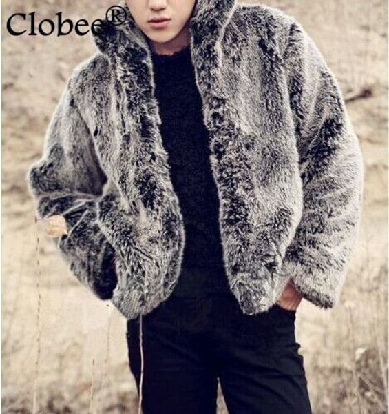 

fur coat men 2019 winter luxury casaco de pele falso faux fur coat men jackets stand collar plus size overcoat 6xl v493, Black;brown