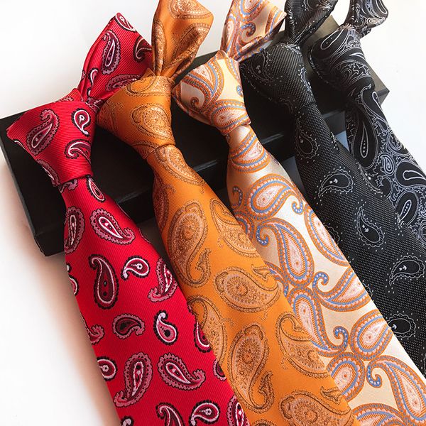 

new design red blue paisley plaid jacquard woven silk mens ties neck tie 8cm ties for men business wedding party, Blue;purple