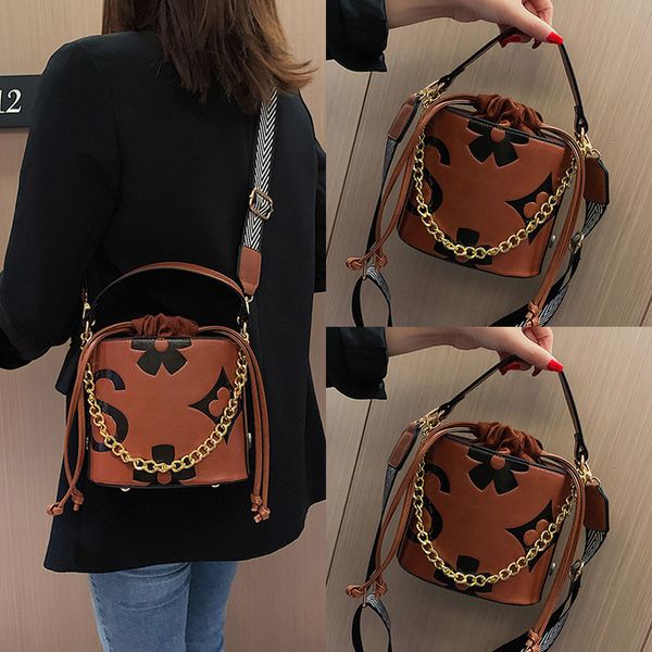 

design women shoulder bag large capacity chain bucket handbags 2020 new quality pu leather ladies tote messenger bag bolsa