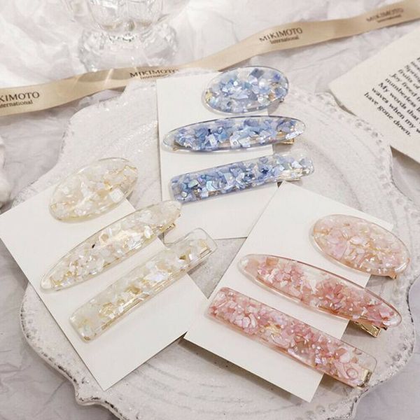 

2019 new fashion simple style korean fashion vintage oval acrylic hair clips hair accessories party gifts, Golden;silver