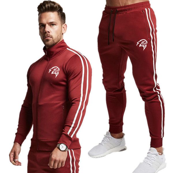 

2020 men's sportswear suit sweatshirt tracksuit muscle fitness running zipper outwear training clothes men sets, Black;blue