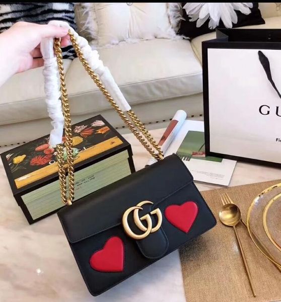 

2019 women's peach heart series original hardware high-end material shoulder bag handbag bag chain Messenger bag Messenger brand