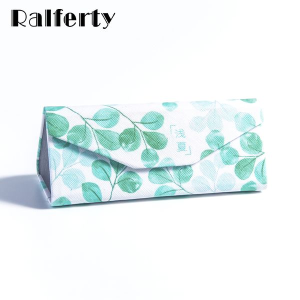 

ralferty flower printed sunglasses case women folding triangle glasses case girl pu leather lightweight eyewear box funda gafas