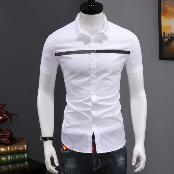 

mens shirts 100% cotton slim fit korean dress shirt yellow summer short sleeve fashion style size  l xl xxl xxxl, White;black