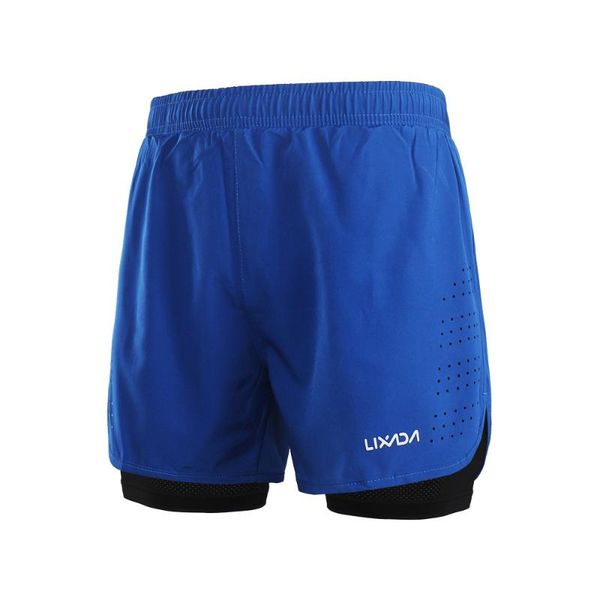 

lixada men's 2-in-1 bike shorts quick drying breathable active training exercise jogging cycling shorts with longer liner, Black