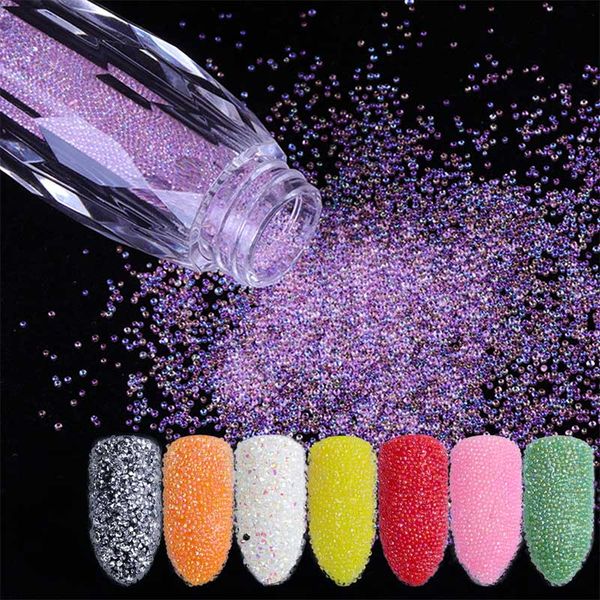 

1 bottle shining crystal mixed zircon caviar mini beads 3d nail glitter decorations tiny glass diamond stone, Silver;gold