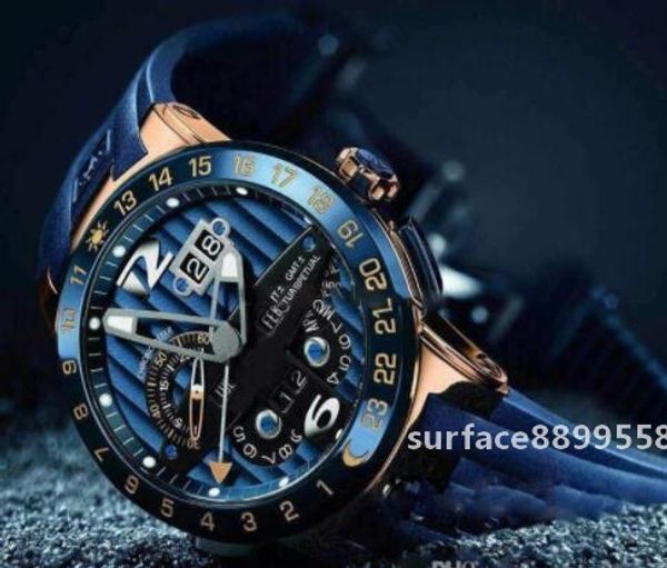 

2018 new uly e executive el toro black toro perpetual calendar gmt 326 00 3 bq ro e gold blue dial blue rubber automatic men watch un 17c3
