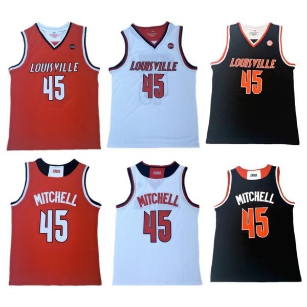 

Men Basketball Donavan Mitchell 45 College Louisville Cardinals Jerseys Cheap All Stitched Team Red Away Black White Color High Quality