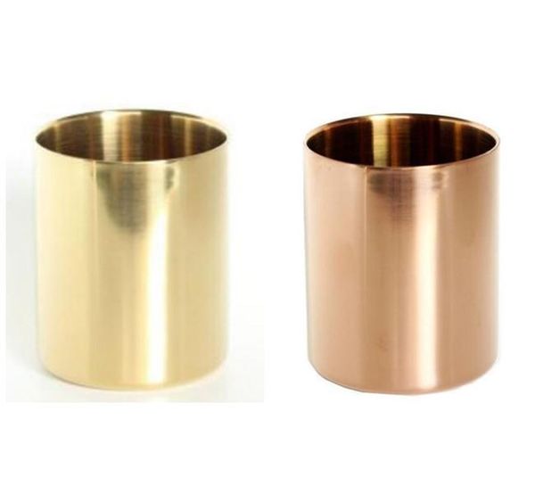 400 ml Vase im nordischen Stil aus Messing und Gold, Zylinder aus Edelstahl, Stifthalter für Schreibtisch-Organizer und Ständer, Mehrzweck-Stifthalter, Becher enthalten