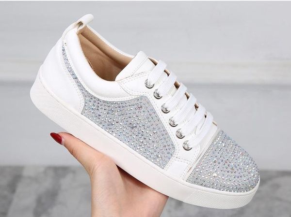 

designer red bottom low cut spikes flats shoes for men women leather suedue sneakers party designer shoes with box, Black