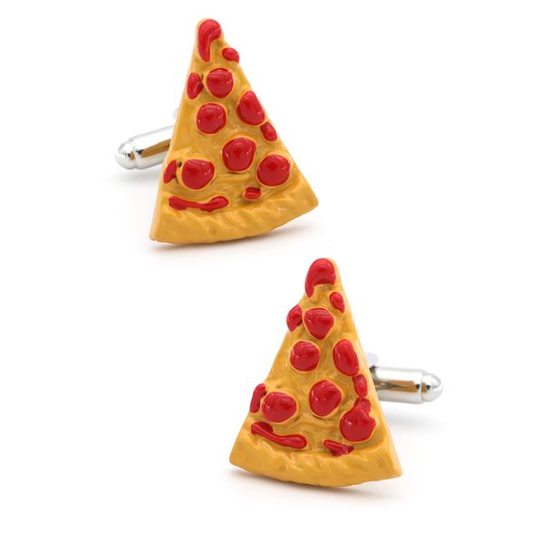 

igame pizza cuff links yellow color quality brass material novelty design ing, Silver;golden