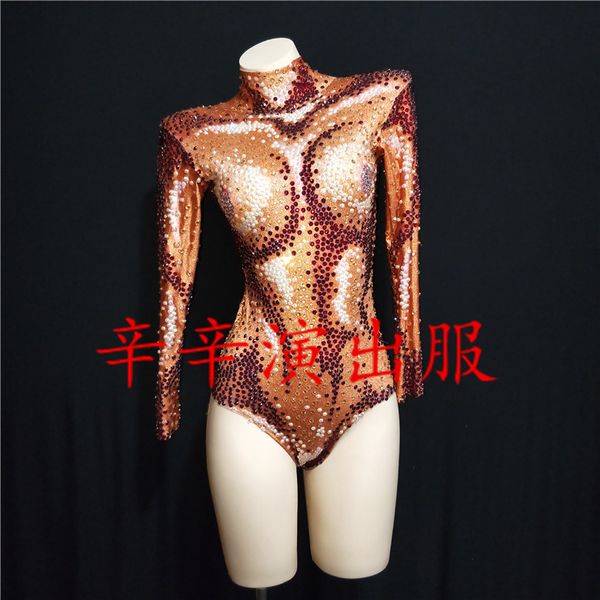 

women new super flash crystals stretch leotard bodysuit bright crystals jumpsuit rompers female performance costume show, Black;white