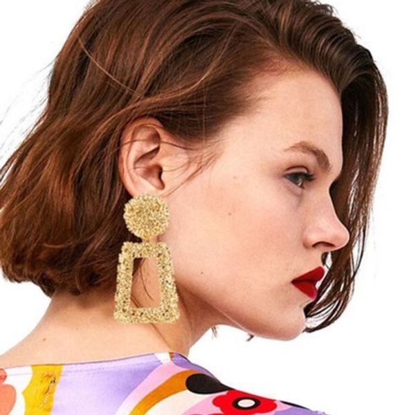

fashion statement earrings 2019 big geometric round earrings for women hanging dangle earrings drop earing modern female jewelry, Silver
