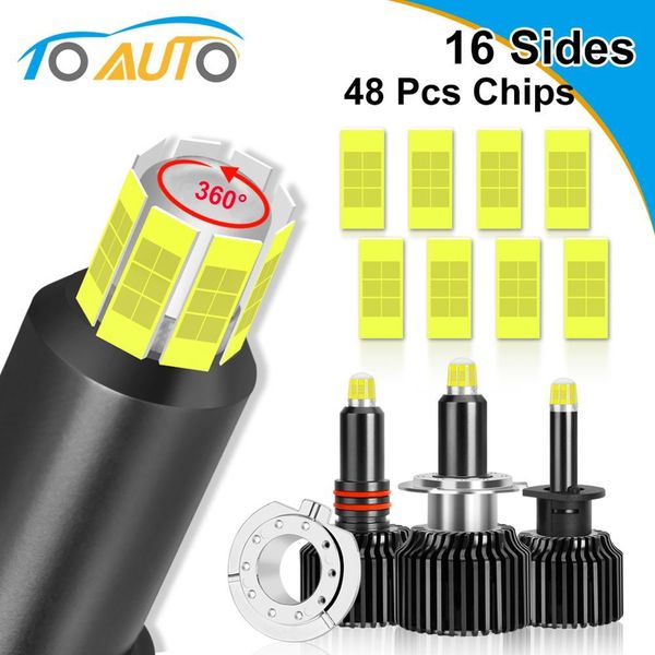 

2pcs 48 chips h1 h7 h8 h11 led lamp car headlight bulbs hb3 9005 hb4 9006 3d led canbus 360 degree 6000k 18000lm auto light 12v