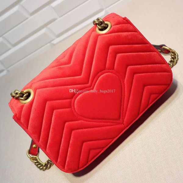 

luxury autumn and winter style porpular girl hangbags famous designer v shape wave velvet bags purse satchel chain strap flap messenger bag