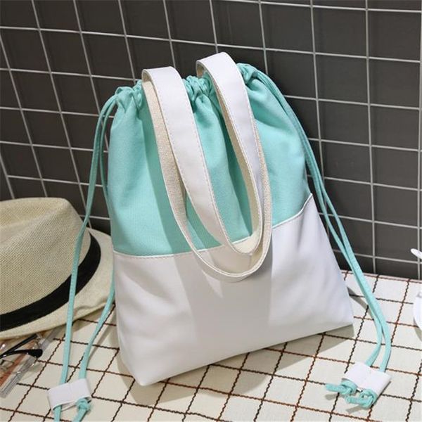 

reusable shopping bag fashion patchwork shoulder bag foldable shopper casual totes canvas girls book women handbags