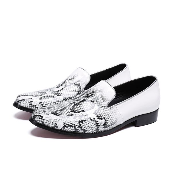 

pointed snake pattern business casual set foot men's shoes fashion breathable flat shoes, Black