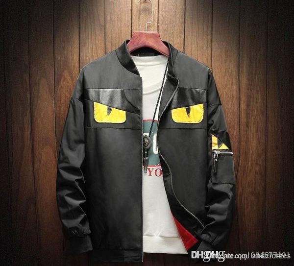 

european yellow eye pattern designer fashion zipper jacket casual jacket men's jacket fabric mens designer jackets, Black;brown
