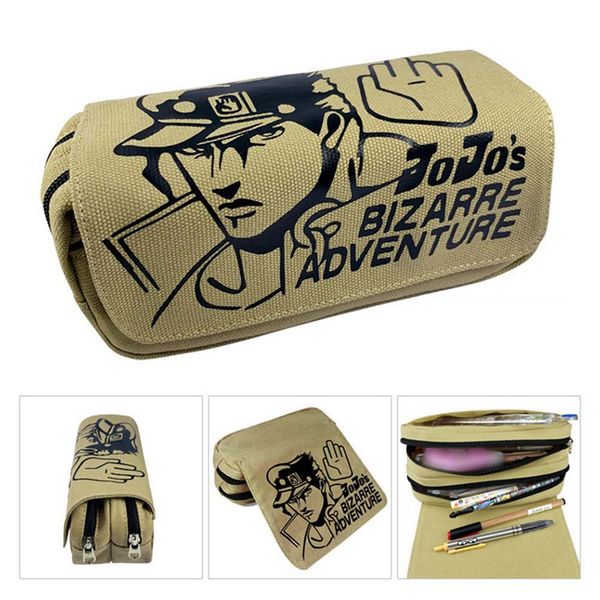 

pen bags double layer canvas zipper school pencil case stationery box coin purse