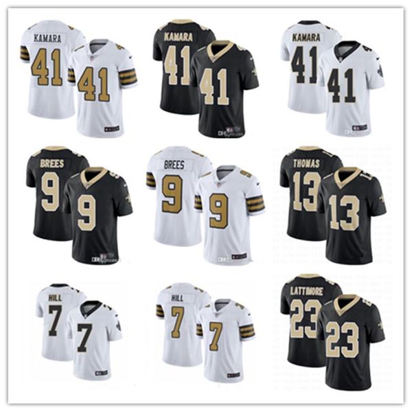

men 41 alvin kamara new 9 drew brees 7 taysom hill saints jersey orleans 13 michael thomas 23 marshon lattimore stitched football jerseys, Black;blue