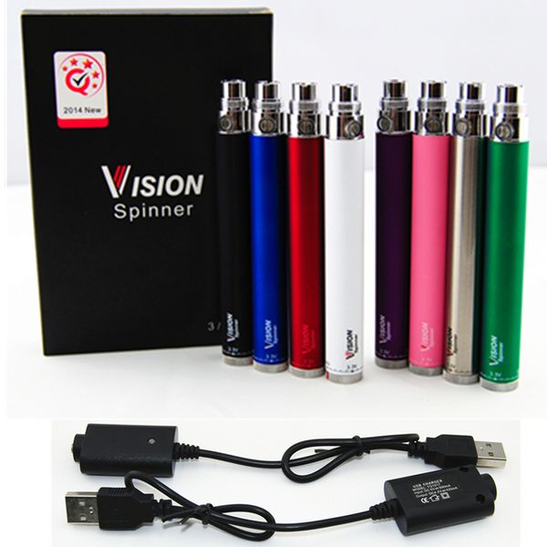 

510 Vape Pen Vision Spinner 1 + eGo USB зарядное устройство переменное напряжение VV батарея Ego Twist E Cig Battery 1300 1100 900 650 mAh Vapor