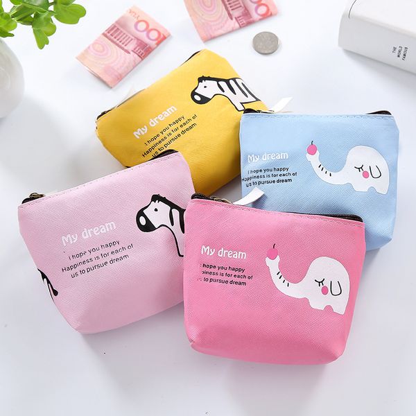 

cute animal-purse cartoon multi-color multi-pattern mini coins pu leather cute wallet, Black