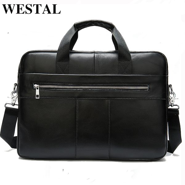 

westal men's genuine leather bag men's briefcase leather lapbag office bags for men business briefcase handbag for document