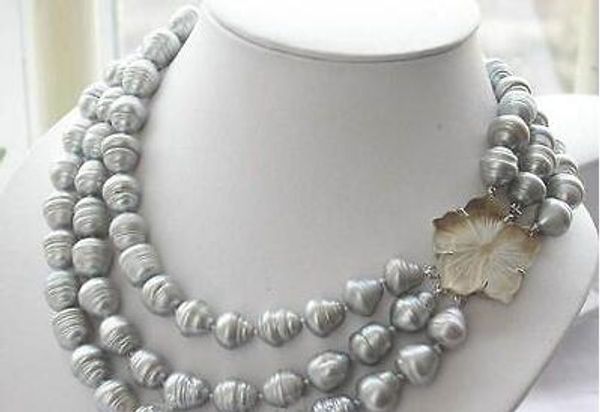 

12-15 mm mar del sur natural gris barroco collar de perlas 17- 20", Silver