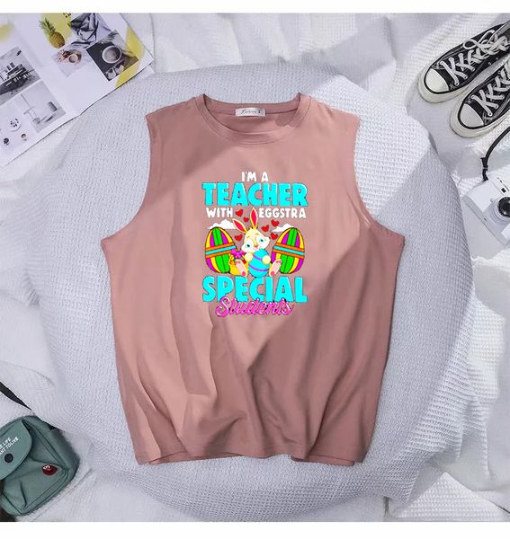 

easter teacher special cartoon casual tank woman clothes clothing students women harajuku regular, White