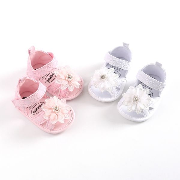 

summer baby shoes headband set floral pattern princess sandals shoes for girls soft sole anti slip baby girl first walkers