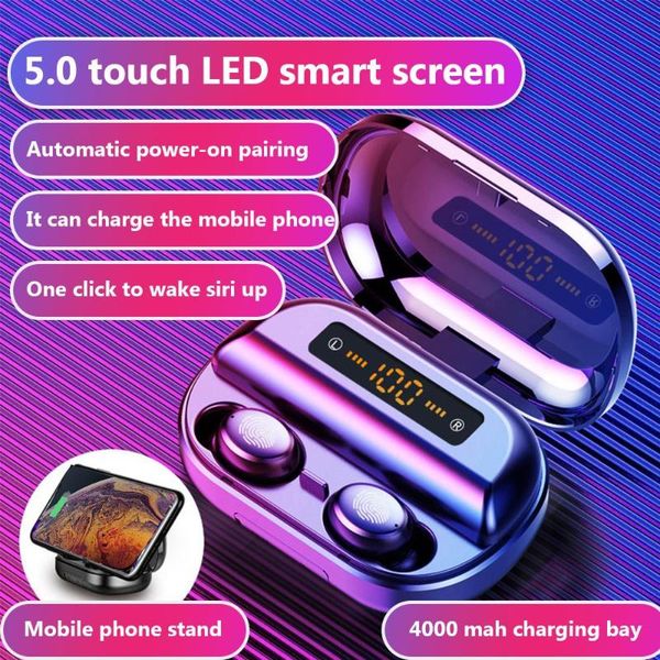 

bluetooth 5.0 наушники мини беспроводная гарнитура наушники для samsung для huawei спортивная гарнитура led smart screen car