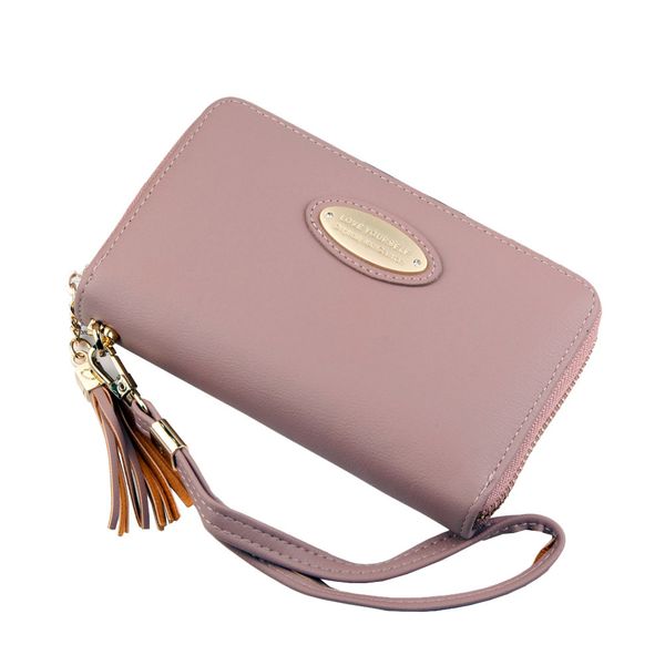 

aelicy fashion short women wallet women's short wallet multifunction wallets women's fashion long wallets tassel zip bag, Red;black