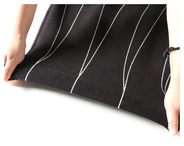 

2020 высокая талия зимние черные долгота мода белый полосатый женщин вязаная юбка faldas юп роковой юбку, Black