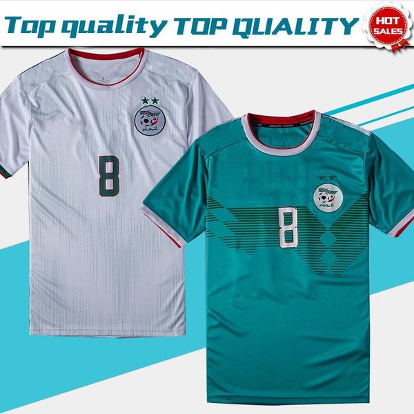 

two stars 2019 algeria soccer jerseys home white 19/20 africa nations cup soccer shirts away green national football team football uniforms, Black;yellow