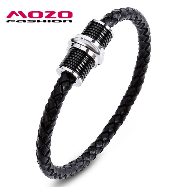

fashion bangle men women bracelet braided leather bracelets unique stainless steel magnetic buckle bangles jewelry ps2028, Golden;silver