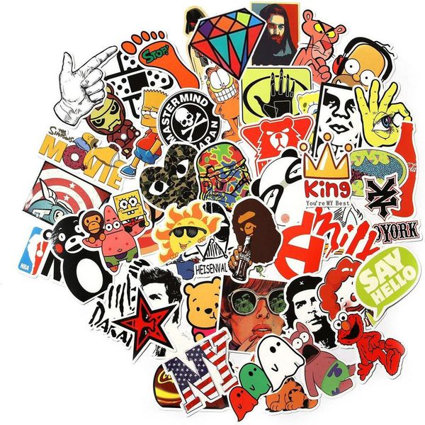 

100pcs cool sticker music film vinyl skateboard guitar travel case sticker door lapluggage car bike bicycle stickers