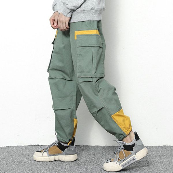 

2018 spring autumn new streetwear joggers men cotton hip hop harem pants men multi-pocket casual sweatpants trousers, Black