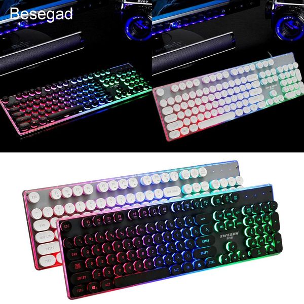 

Elisona 108 Keys Retro Typewriter Style Wired Backlight Gaming Keyboard Keypad Key Board for PC Desktop Csgo Lol Gamer