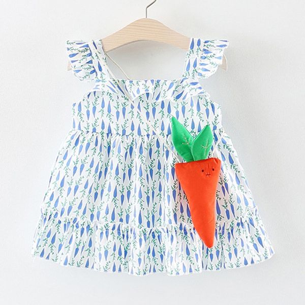 

baby girl summer radish print dress flying sleeve petal collar mini sundress casual outfits, Red;yellow