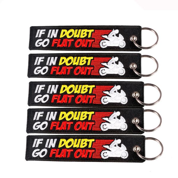 

keychain for motorcycles and cars if in doubt go flat out embroidery letter key chain bijoux gifts tag porte clef oem key ring, Silver
