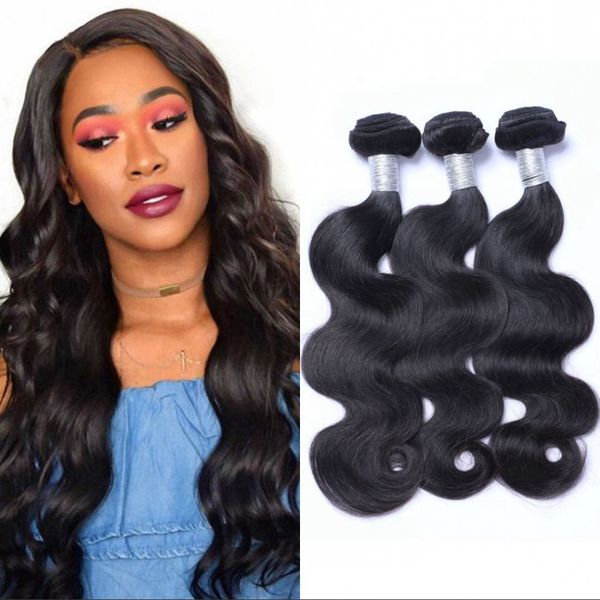 

peruvian body wave human hair bundles unprocessed hair extension 3 pieces 100g/pc hair weave wefts, Black