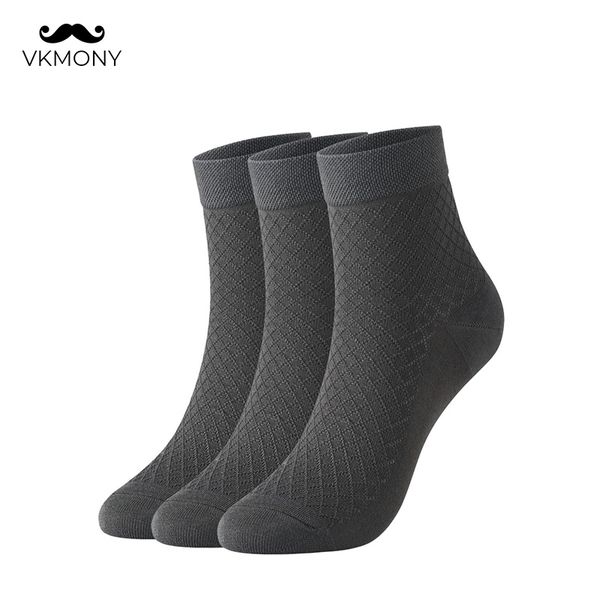 

men's socks cotton lattice pattern men brand solid color man 3 pairs/lot large size (eu 39-46) (us 7.0-12.0) vkmony, Black