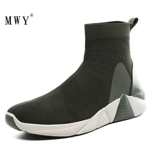 

mwy men's and women's walking shoes flying woven elastic high-casual wear-resistant sports socks boots couple socks shoes