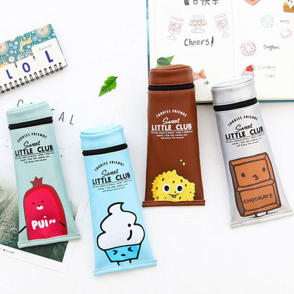 

pencil case pu leather pencil bag box for girls school supplies stationery tool